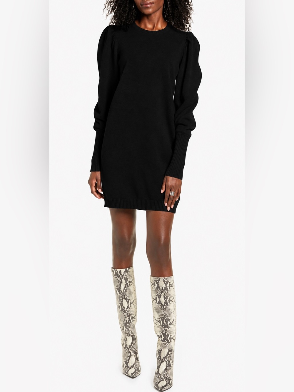 WAYF x Influencers Black Puff Sleeve Sweater Dress Size Small